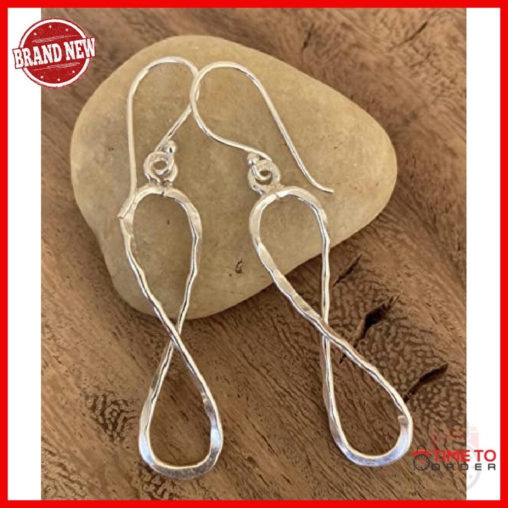 Sterling Silver Hammered Infinity Dangle Earrings… - image 2